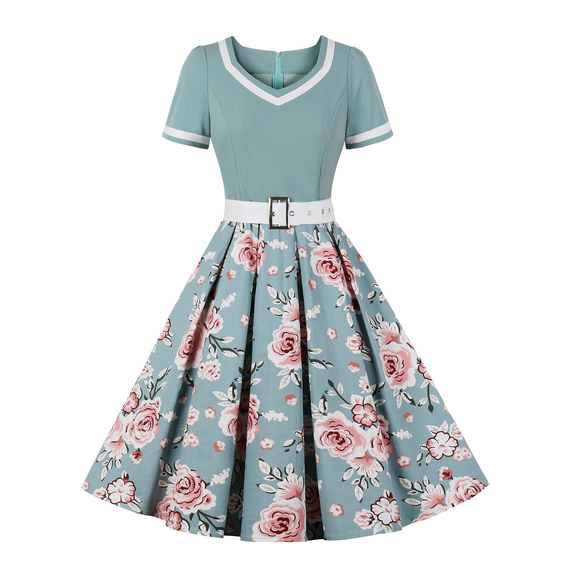 Retro Floral Print Ball Dresses