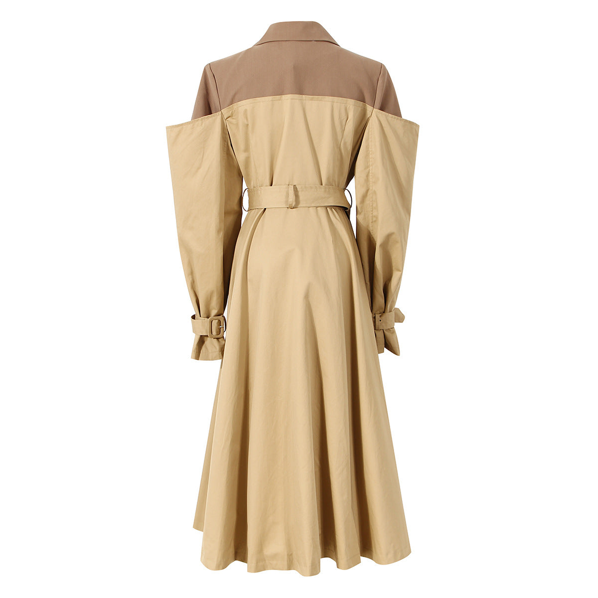 Designed Khaki Color Women Fall Trenchcoat