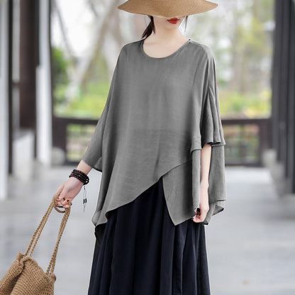 Casual Irregular Summer Linen Women Blouses
