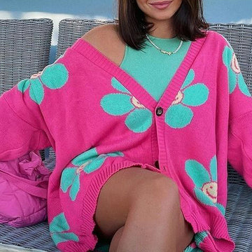 Casual Sweetheart Flower Knitting Cardigan Sweaters