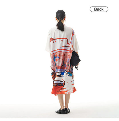 Summer Graffit Designed Casual Long Sleeves Shirts