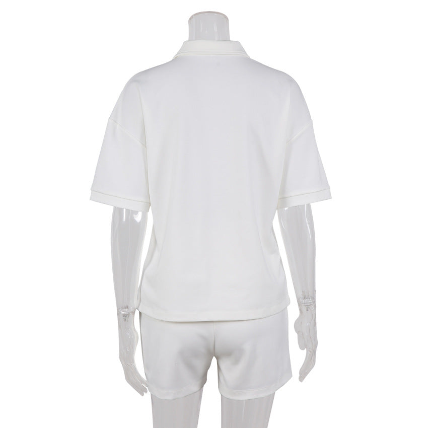 White Polo Shirts and Shorts Summer Suits