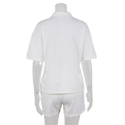 White Polo Shirts and Shorts Summer Suits