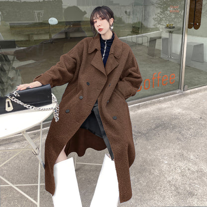 Luxury Plus Sizes Sherpa Peach Velvet Warm Winter Overcoat