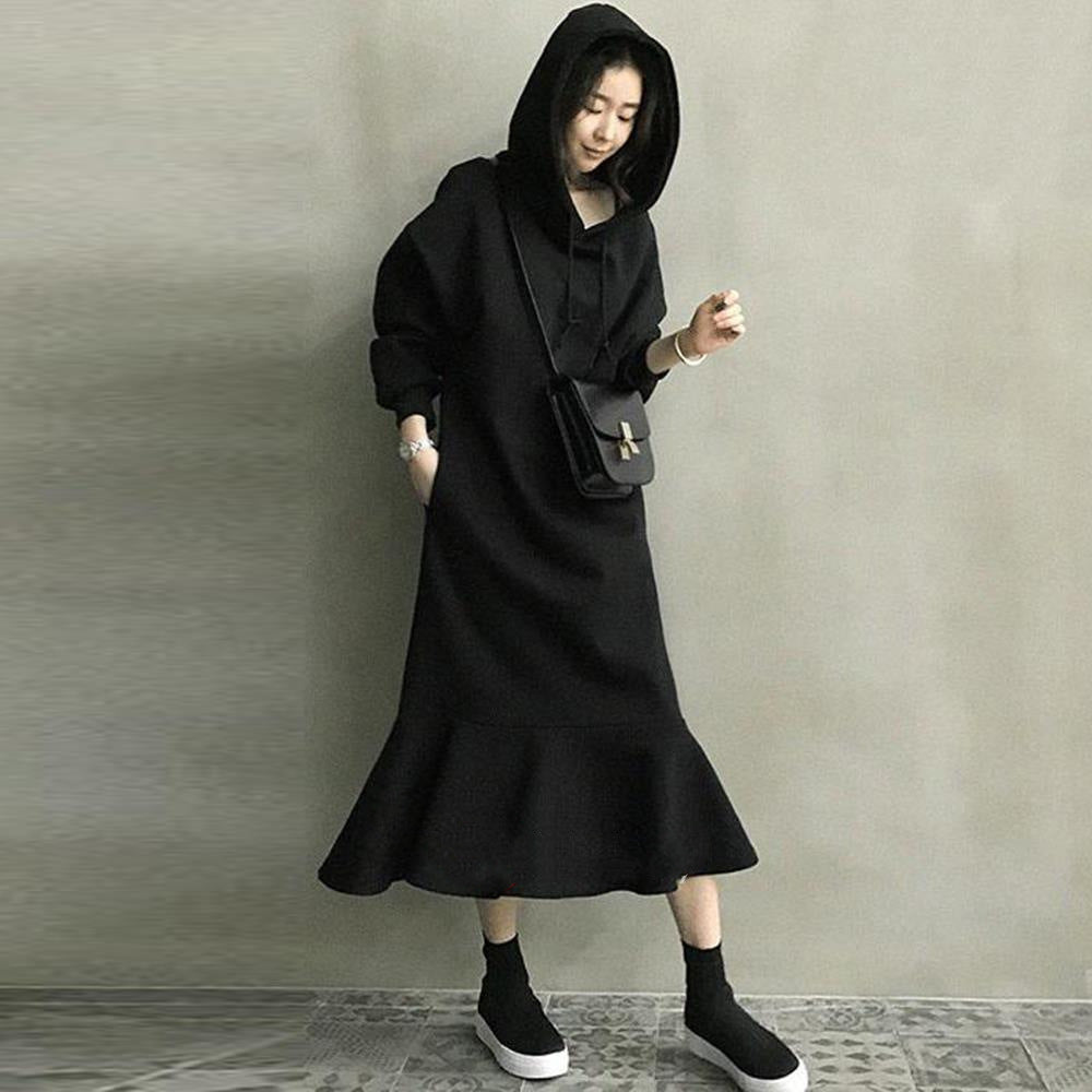 Casual Women Mermaid Long Hoodies Cozy Dresses