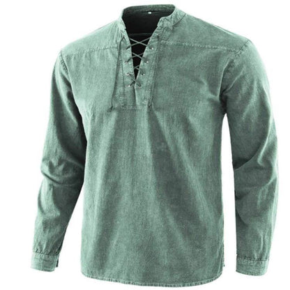 Vintage Men Casual Long Sleeves Shirts-STYLEGOING