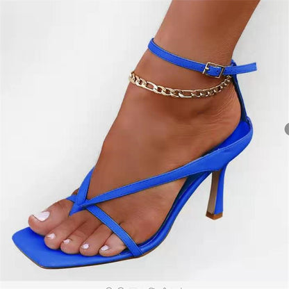 Women Square Toe High Heels Sandals