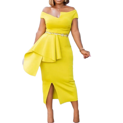 Fashion High Waist Plus Sizes Midi Party Dresses