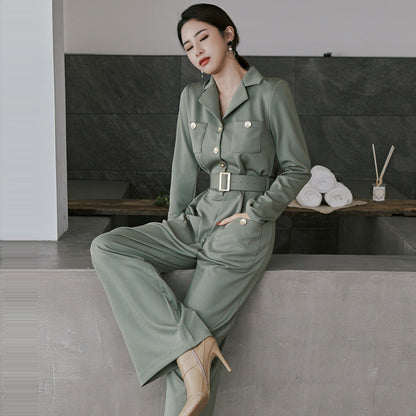 Elegant Women Long Sleeves Jumpsuits with Belt