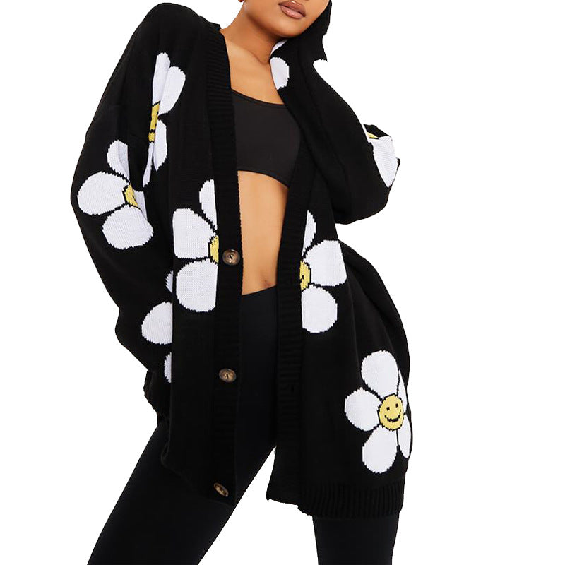 Casual Sweetheart Flower Knitting Cardigan Sweaters