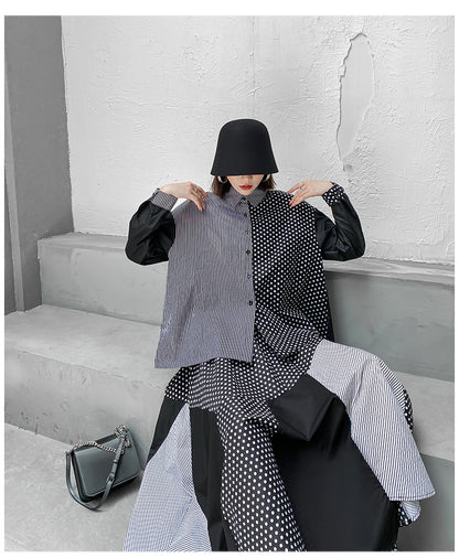 Designed Striped Shirts and Skirts 2Pcs Suit Dresses