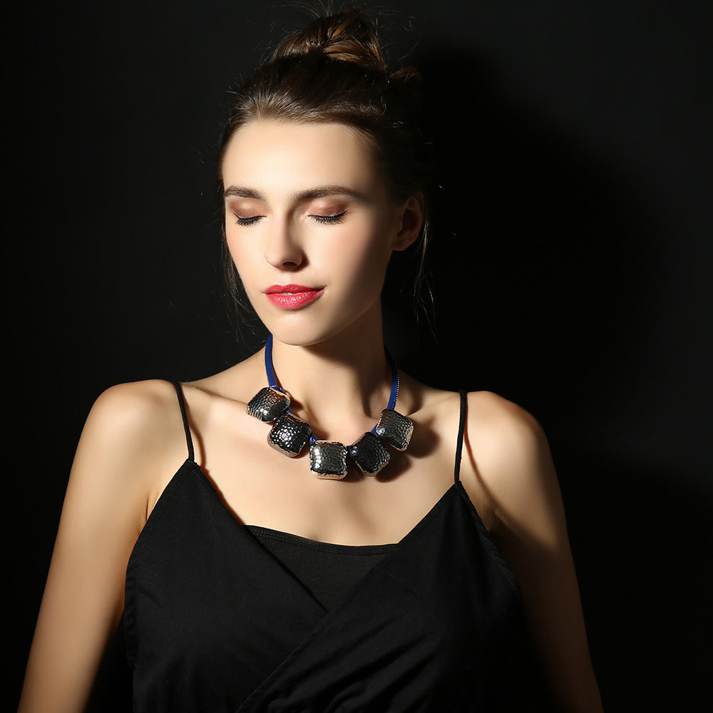 Vintage Irregular Square Clavicle Women Necklace