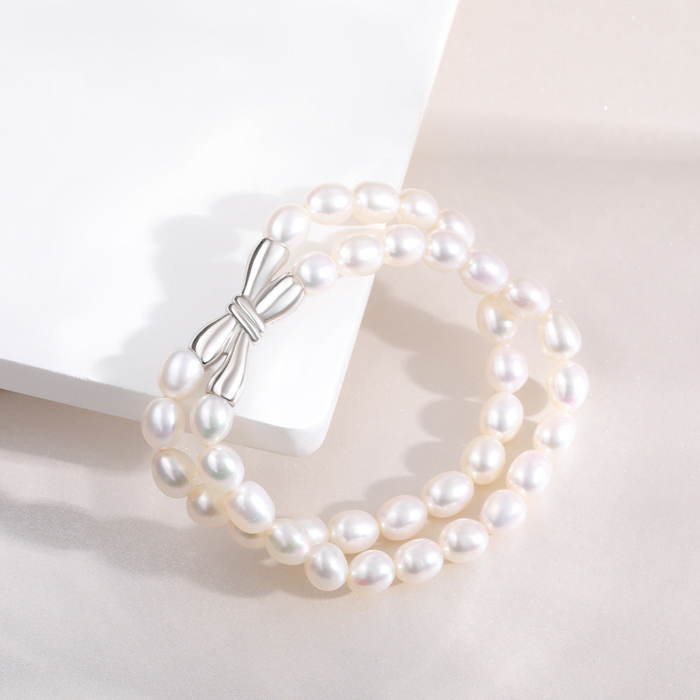 Fashion Butterfly Design Sterling Silver Pearl Bracelets