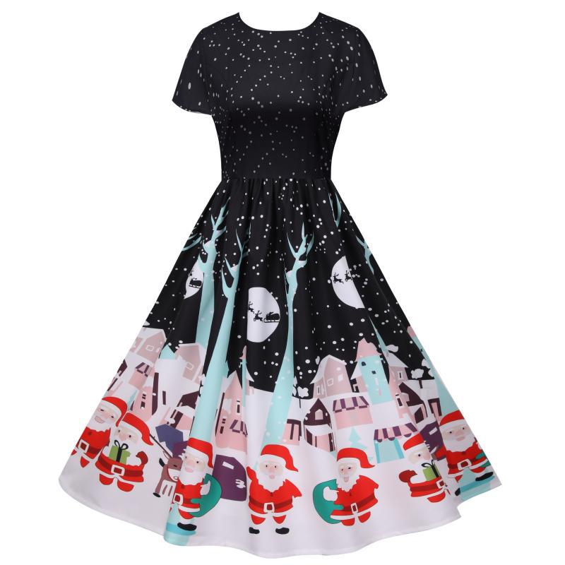 Vintage Short Sleeves Christmas Dresses
