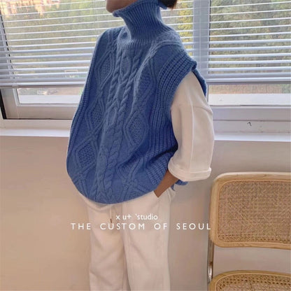 Winter Turtleneck Knitting Vest for Women