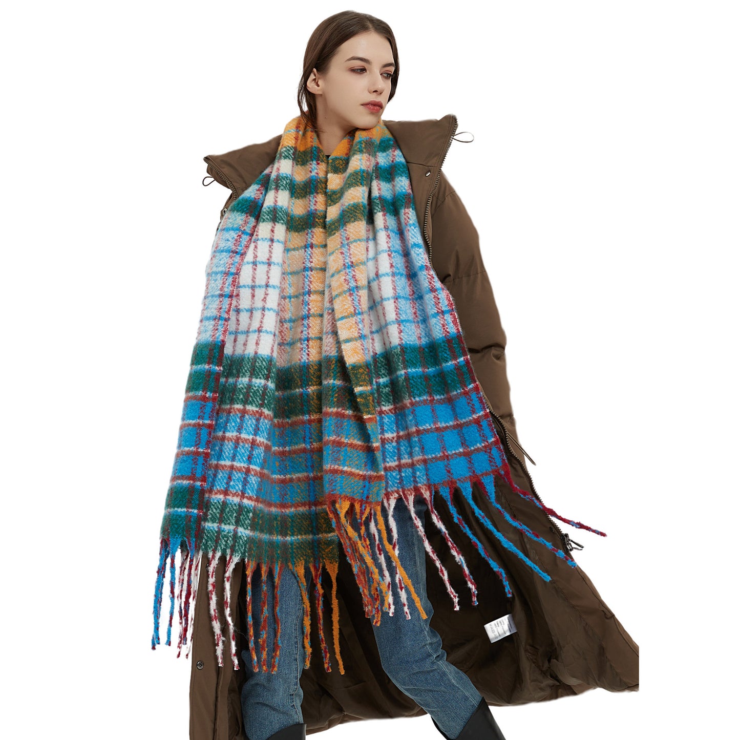 Casual Rainbow Print Winter Warm Shawl Scarves