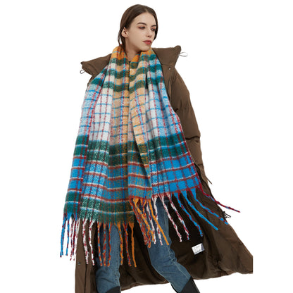 Casual Rainbow Print Winter Warm Shawl Scarves