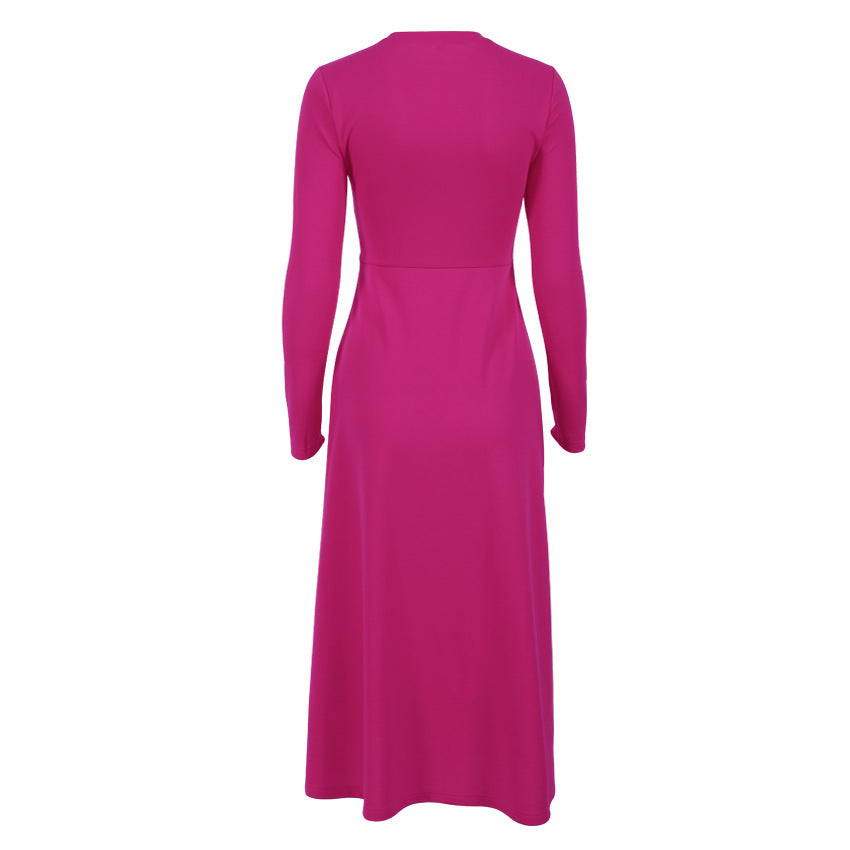 Sexy Autumn Round Neck Slim Knitting Long Dresses