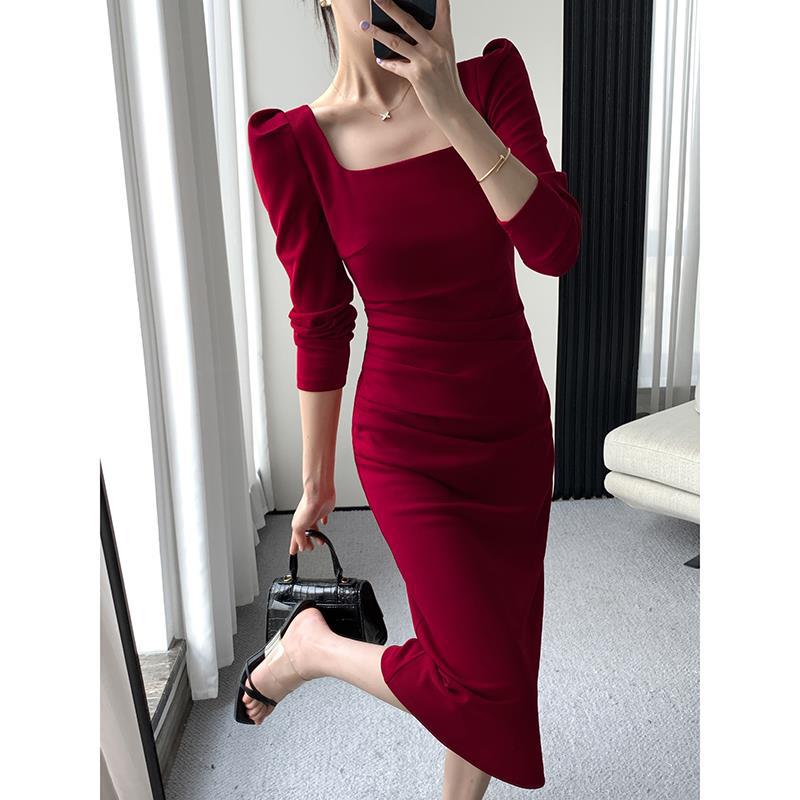 Sexy Square Neckline Long Sleeves Party Dresses