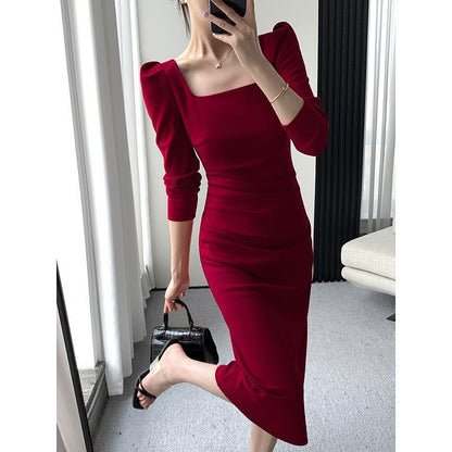 Sexy Square Neckline Long Sleeves Party Dresses
