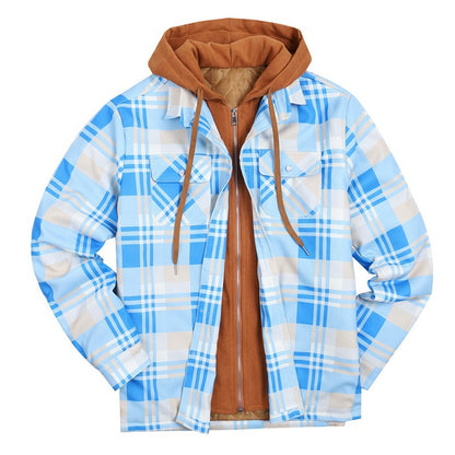 Plaid Winter Hoodies Jacket Outerwear for Men