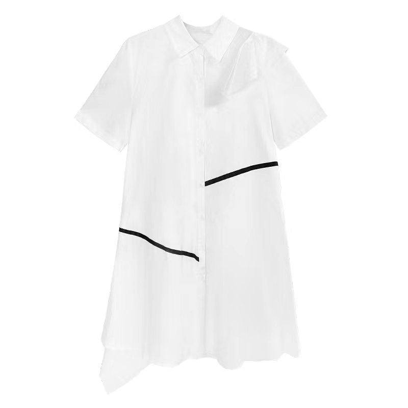 Vintage Summer Irregular Black Shirts Dresses