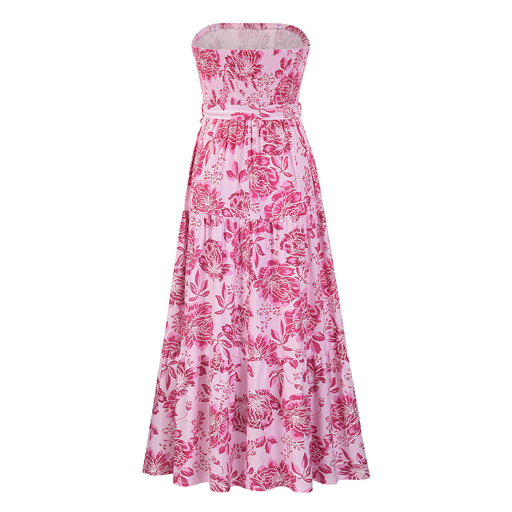 Sexy Summer Strapless Lace Up Long Maxi Dresses