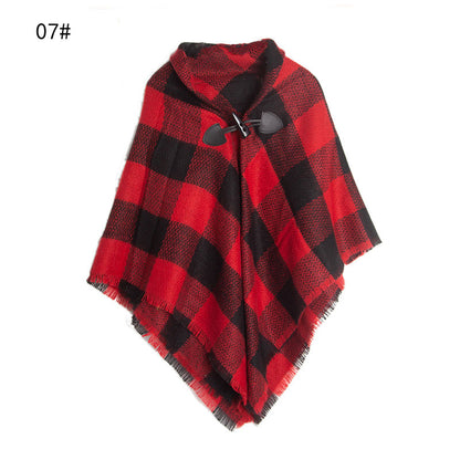 Winter Plaid Cloak Capes for Kids
