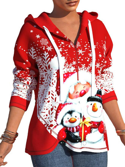 Christmas Red Snowma Zipper Hoodies