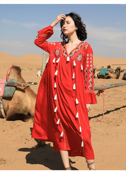 Vintage Ethnic Summer Beach Fairy Long Dresses