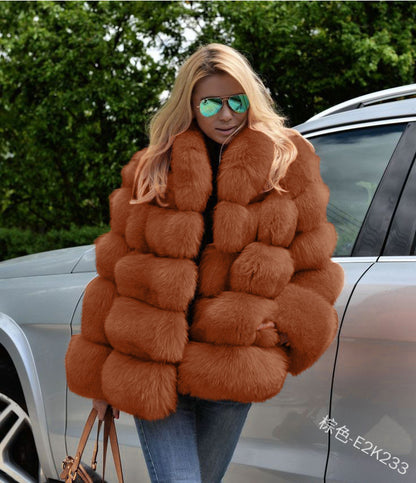 Winter Artificaila Fur Overcoat for Women