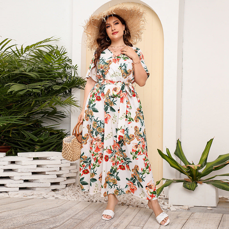 Women Floral Print Plus Sizes Dresses