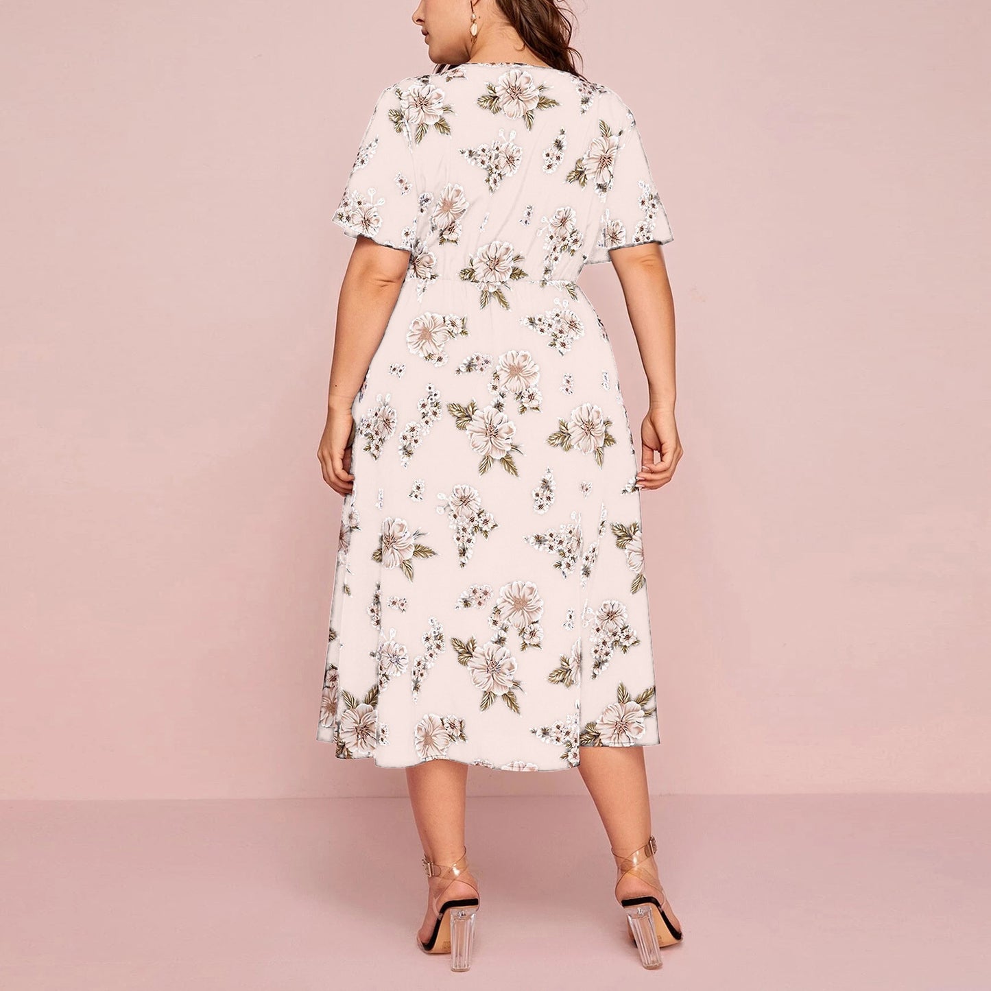 Women Chiffon Short Sleeves Plus Sizes Dresses