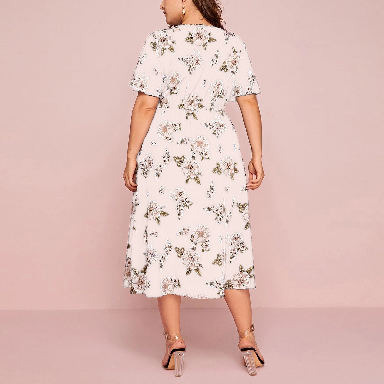 Women Chiffon Short Sleeves Plus Sizes Dresses