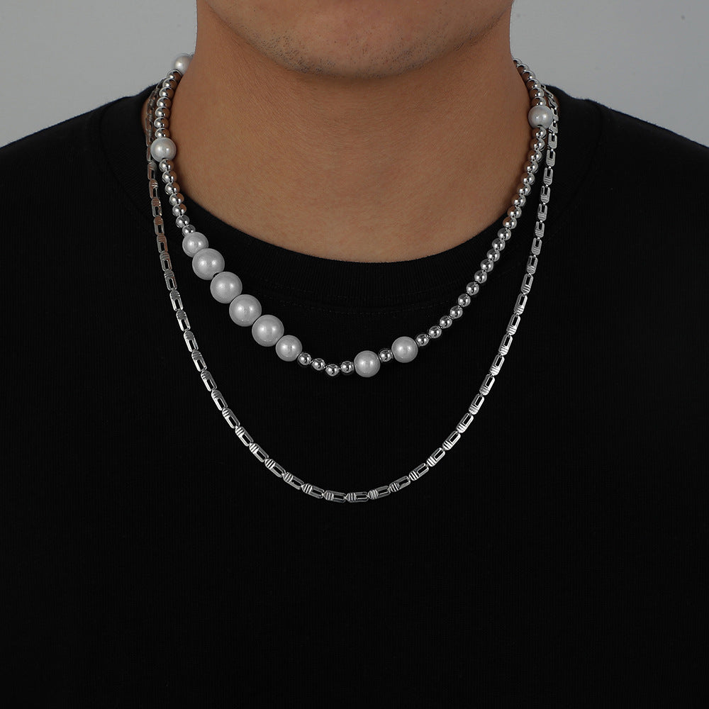 Fashion Hip Top Style Pearl Necklace for Men