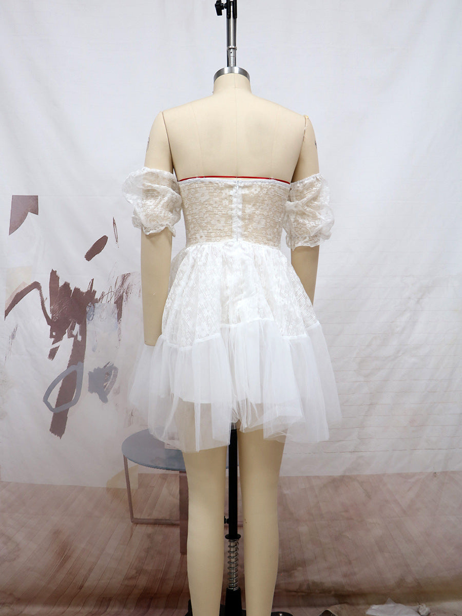 Sexy Off The Shoulder Mini Princess White Dresses