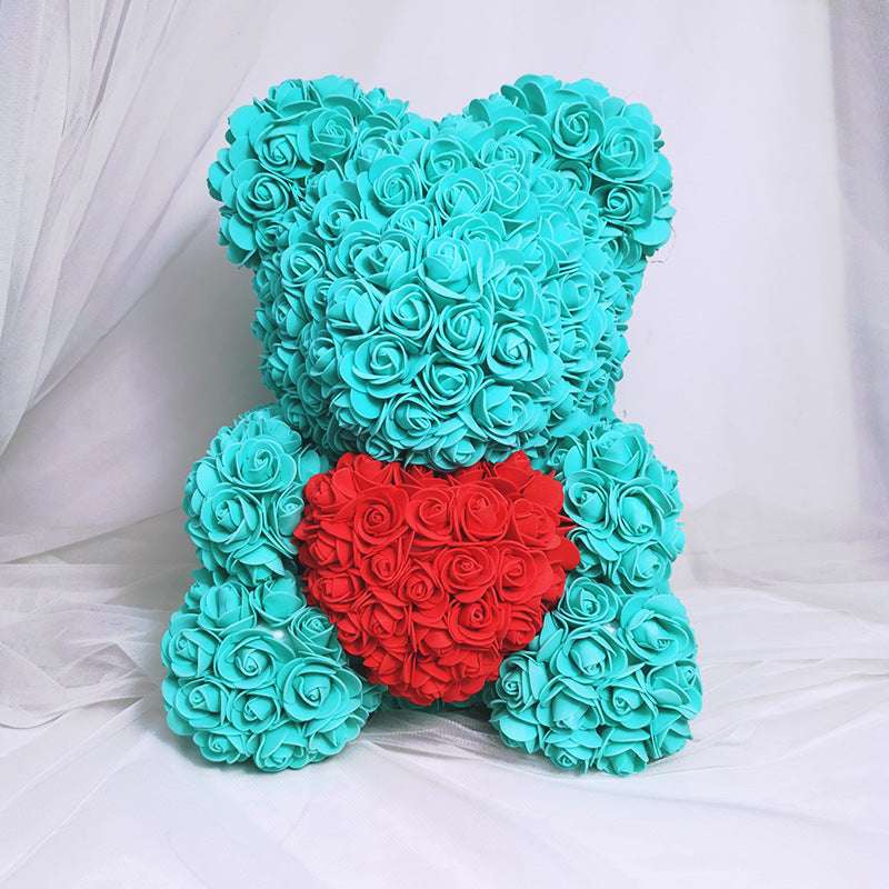 Valentine's Gift Preserved Flowers Rose Bear 25cm