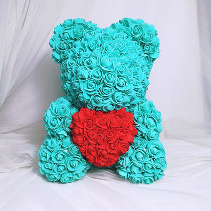Valentine's Gift Preserved Flowers Rose Bear 25cm