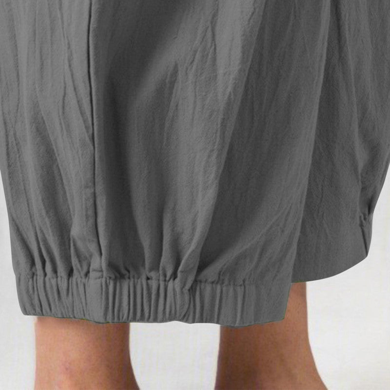 Loose High Waist Cropped Wide Legs Pants