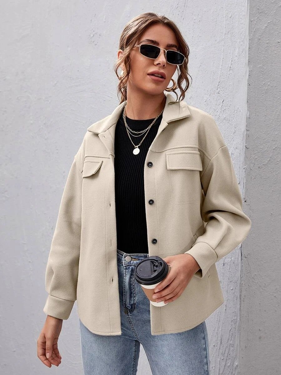 Leisure Women Turnover Collar Overcot