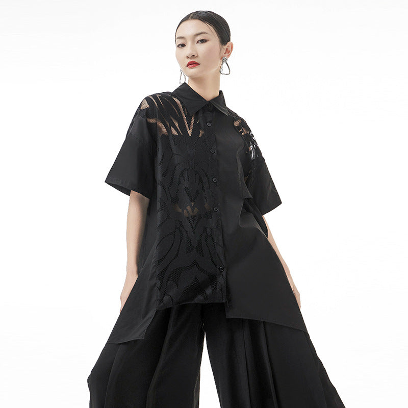 Designed Summer Lace Women Short Sleeves Shirts