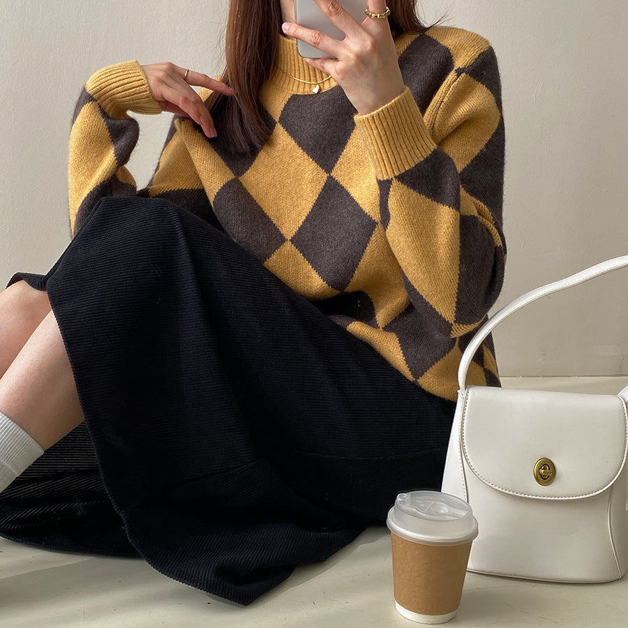 Vintage High Neck Pullover Sweaters for Women