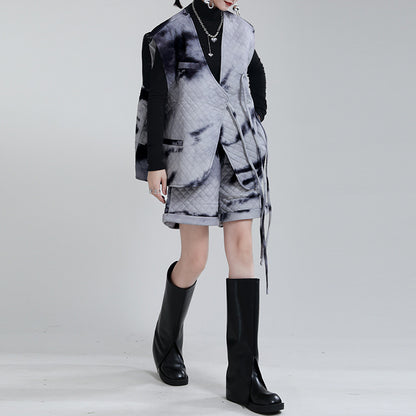 Water Ink Dyed Cotton Winter Vest and Short Pants