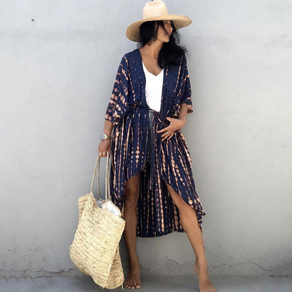 Summer Sun-proof Leaf Print Bikini Cover Ups