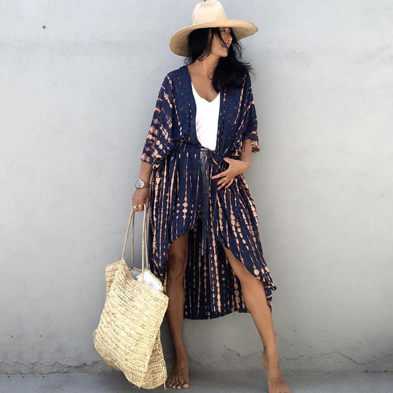 Summer Sun-proof Leaf Print Bikini Cover Ups