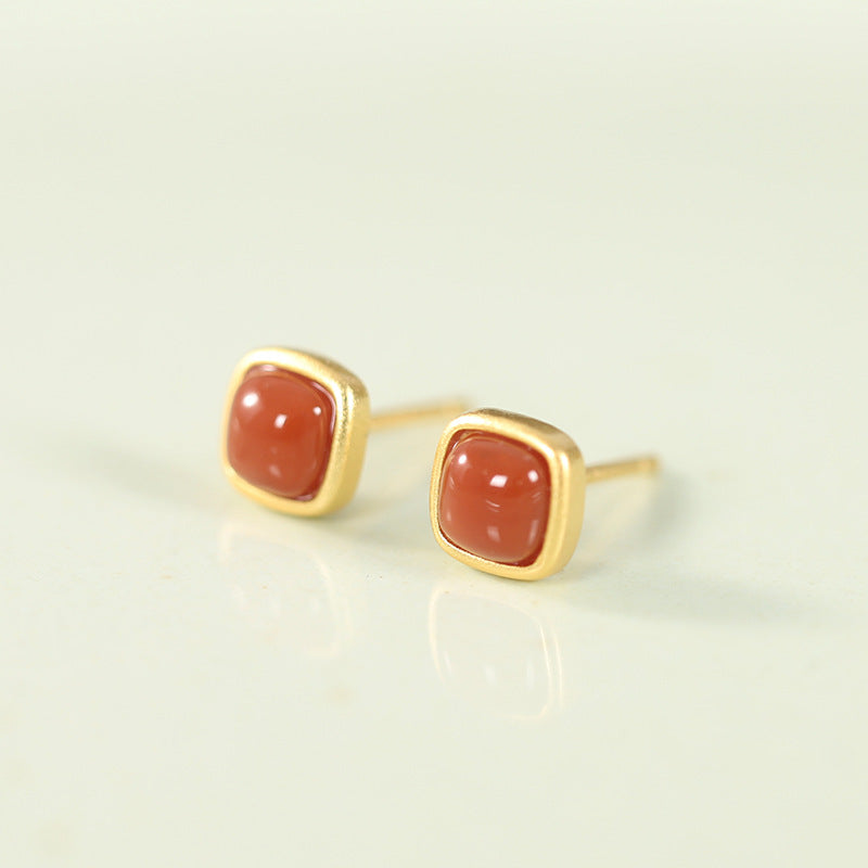 Cute Agate Serlign Sliver Earring Stud for Women