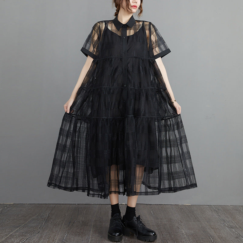 Summer Fairy Organza Plus Sizes 2pcs Shirts Dresses