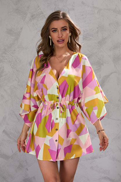Summer Geometry Designed Women Short Dresses