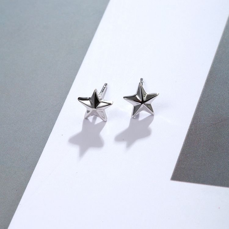 Cute Small Star Design Sliver Earrings Stud