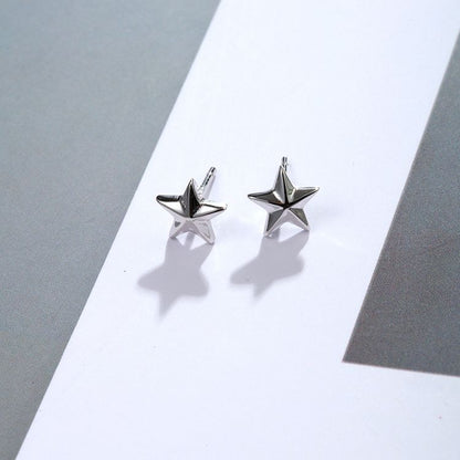 Cute Small Star Design Sliver Earrings Stud